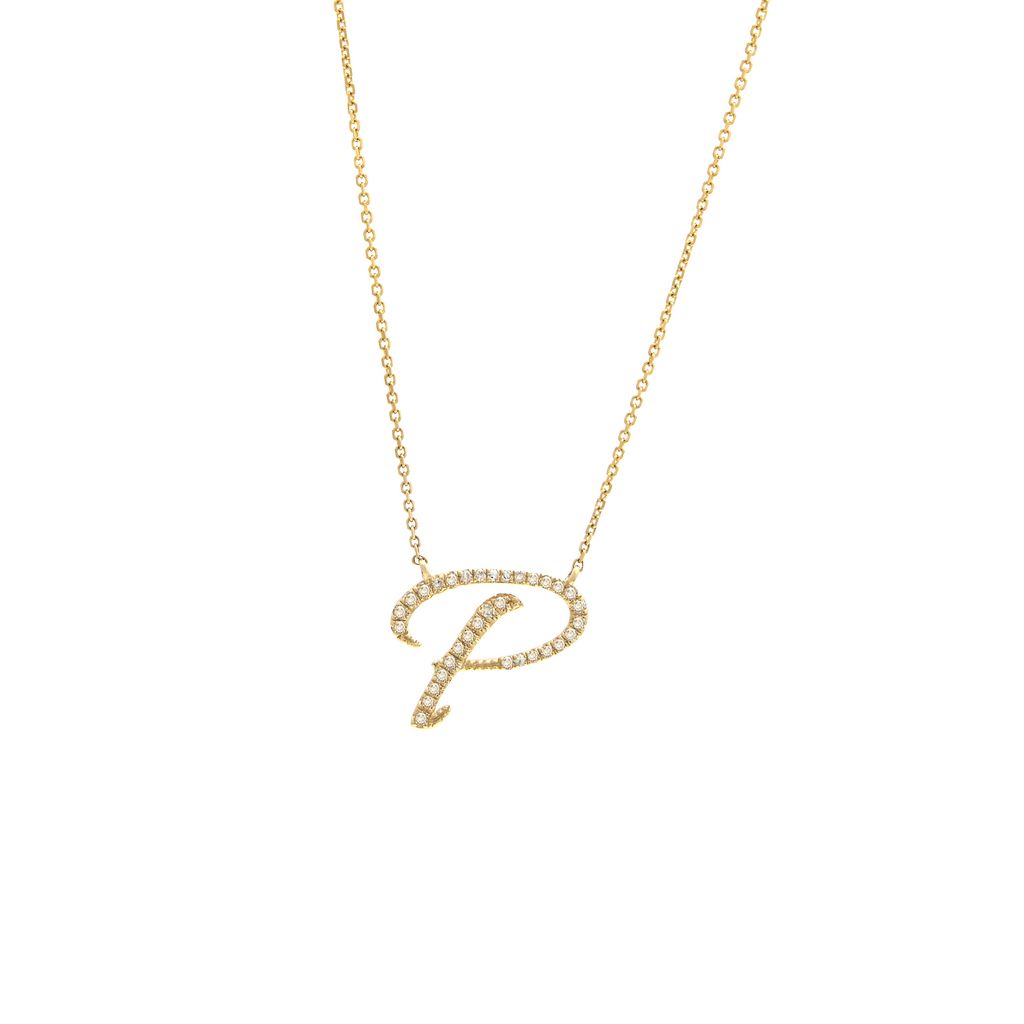 Diamond P Initial Necklace