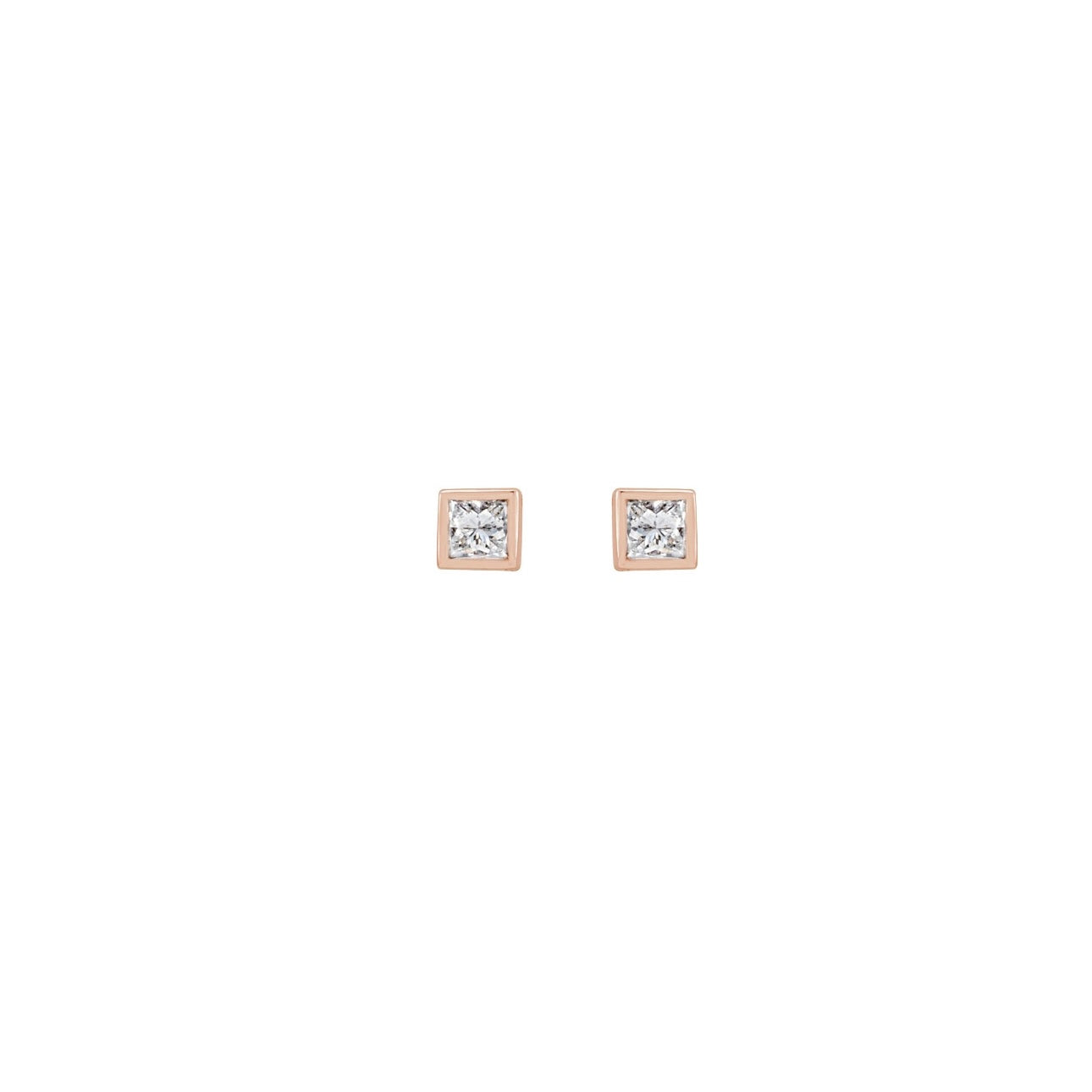 Mini Bezel Princess Diamond Studs