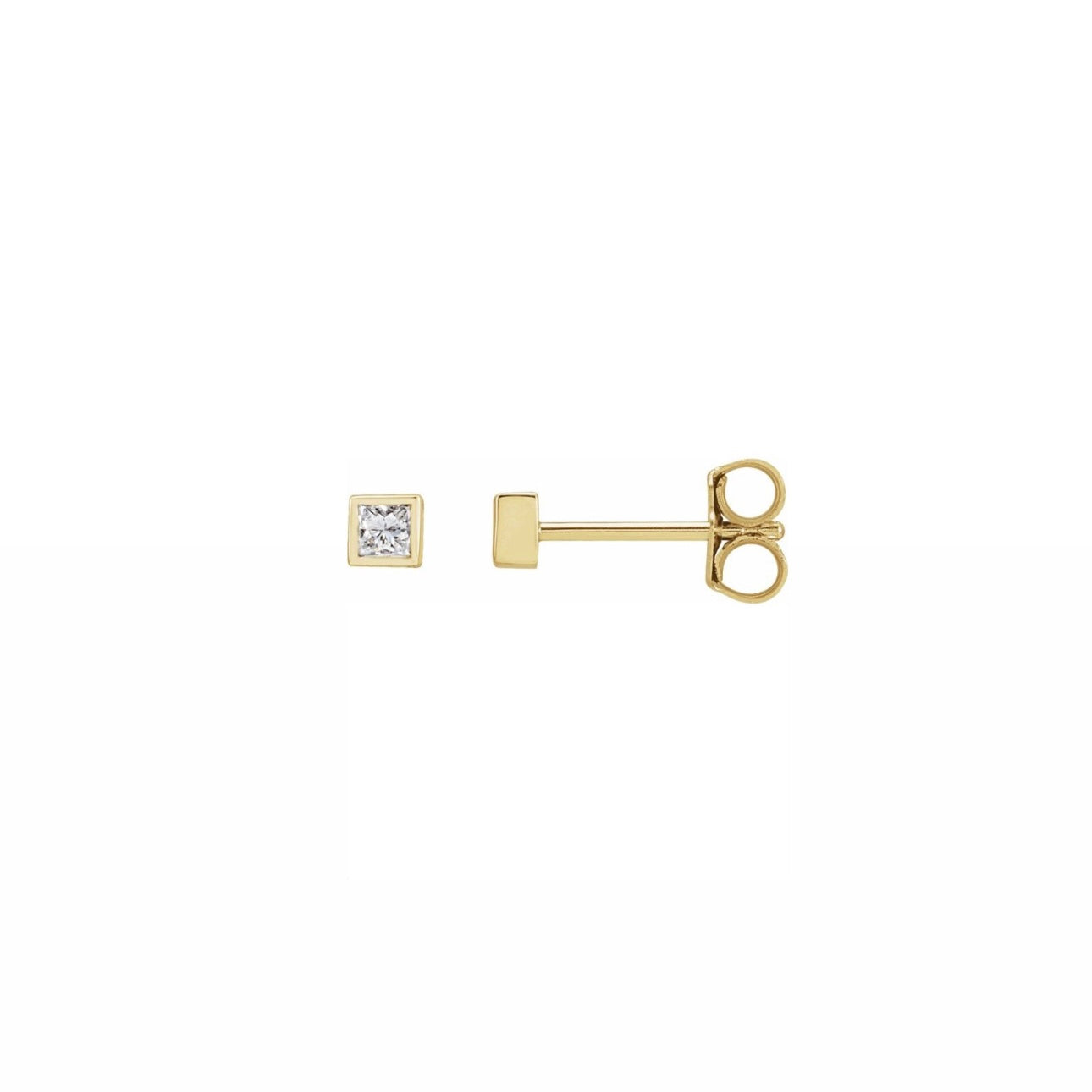 Mini Bezel Princess Diamond Studs