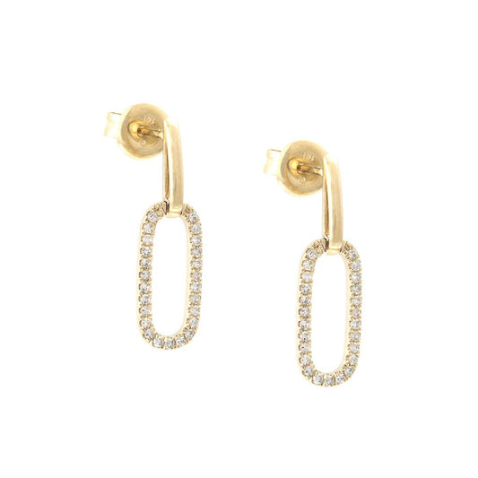 Diamond Paperclip Drop Earrings