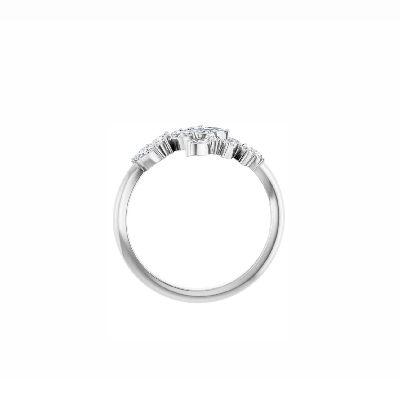 Open Diamond Leaf Ring