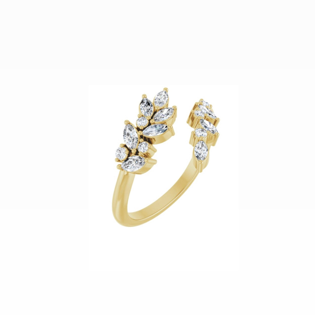 Open Diamond Leaf Ring