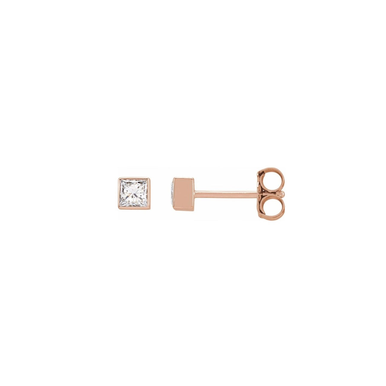 Bezel Princess Diamond Studs