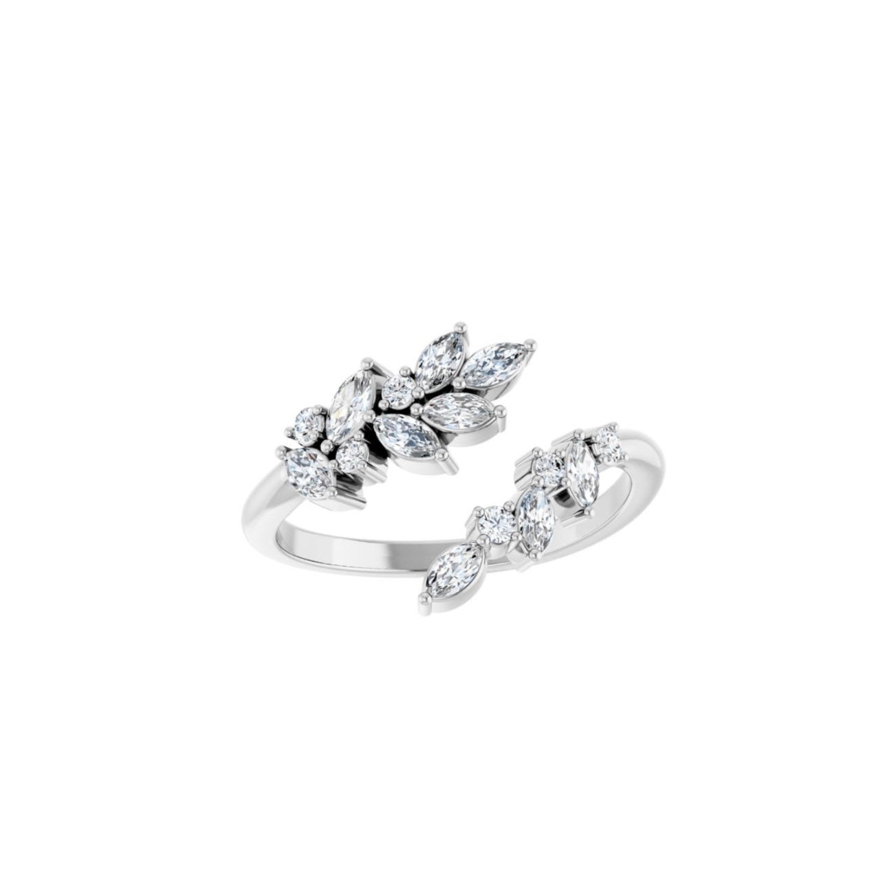 Open Diamond Leaf Ring