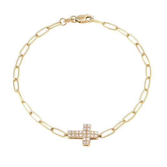 Diamond Cross Paperclip Bracelet