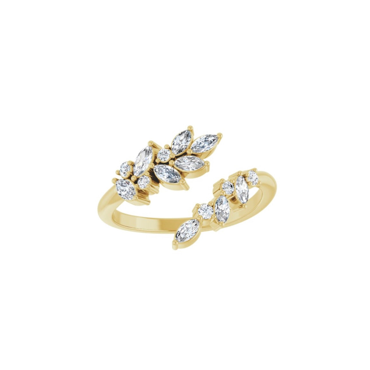 Open Diamond Leaf Ring