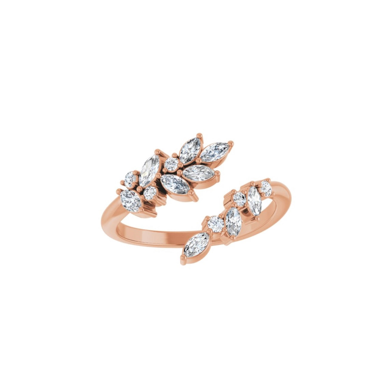 Open Diamond Leaf Ring