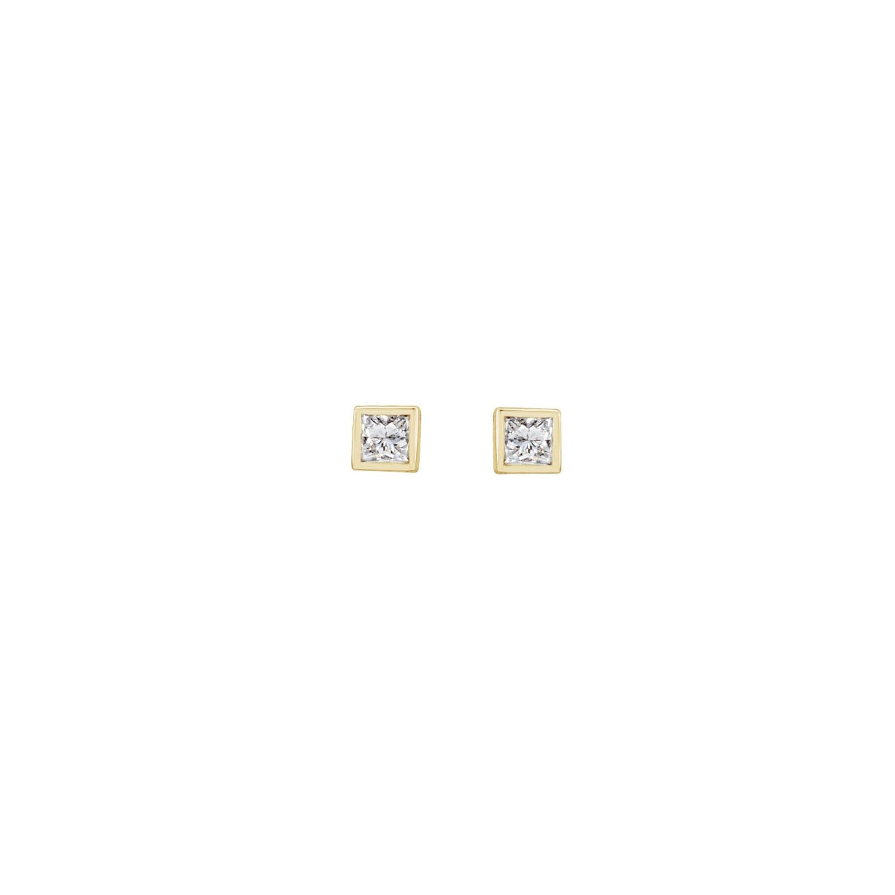 Mini Bezel Princess Diamond Studs