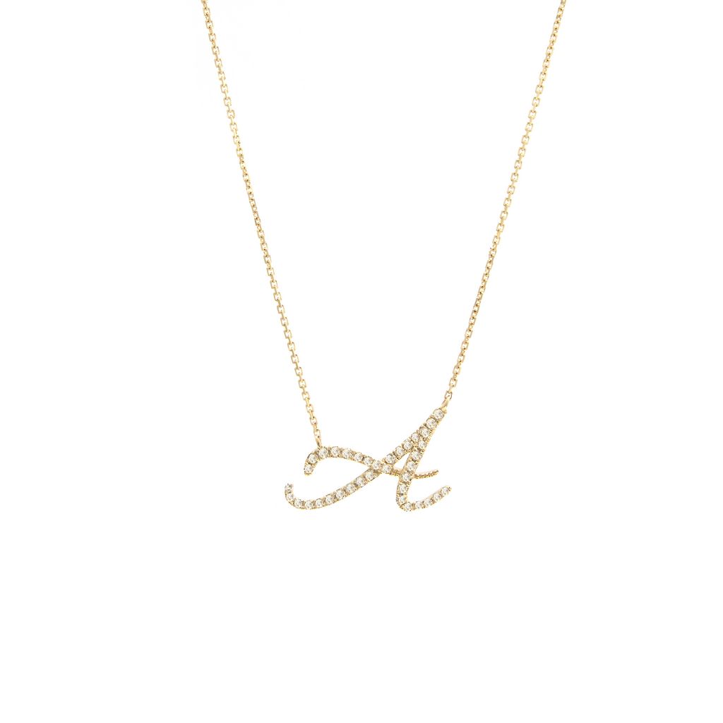 Diamond A Initial Necklace