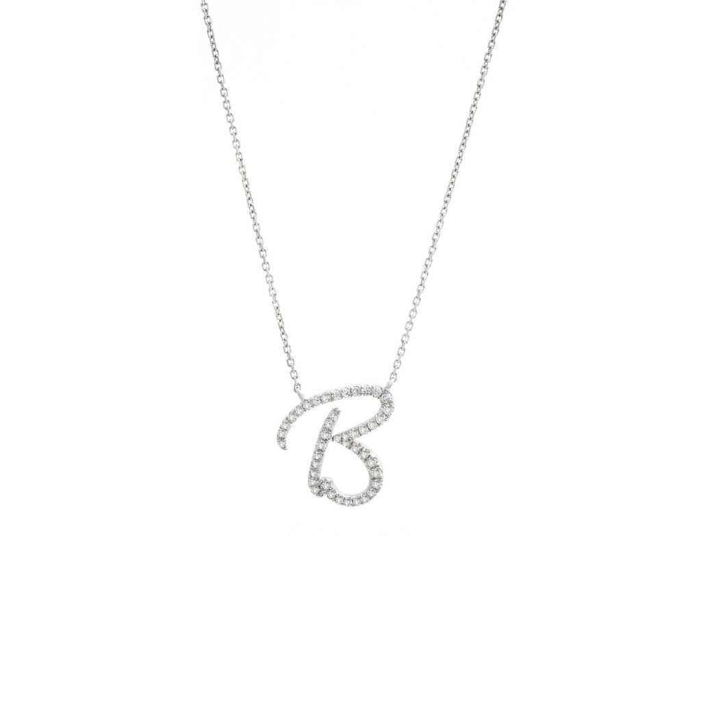 Diamond B Initial Necklace