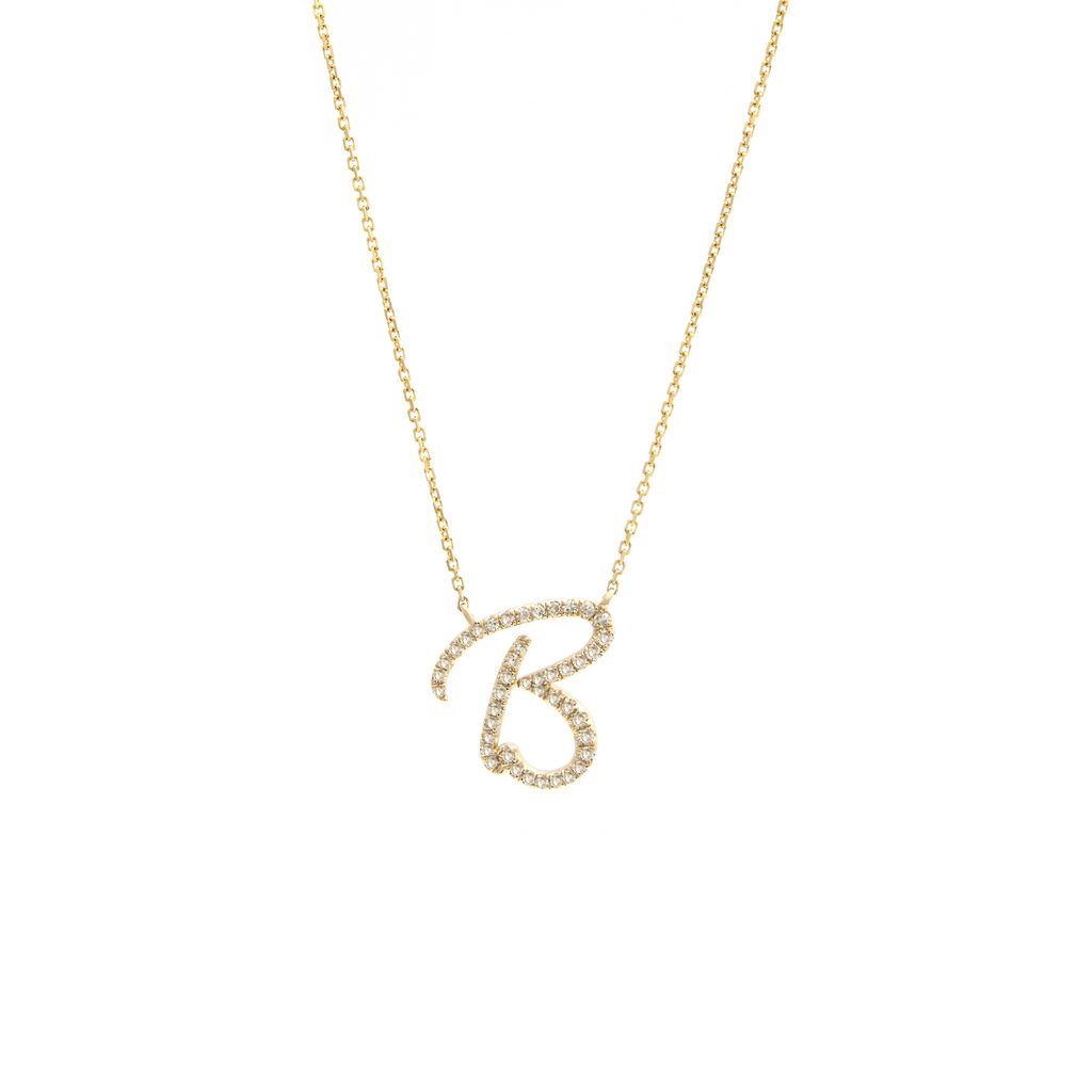 Diamond B Initial Necklace