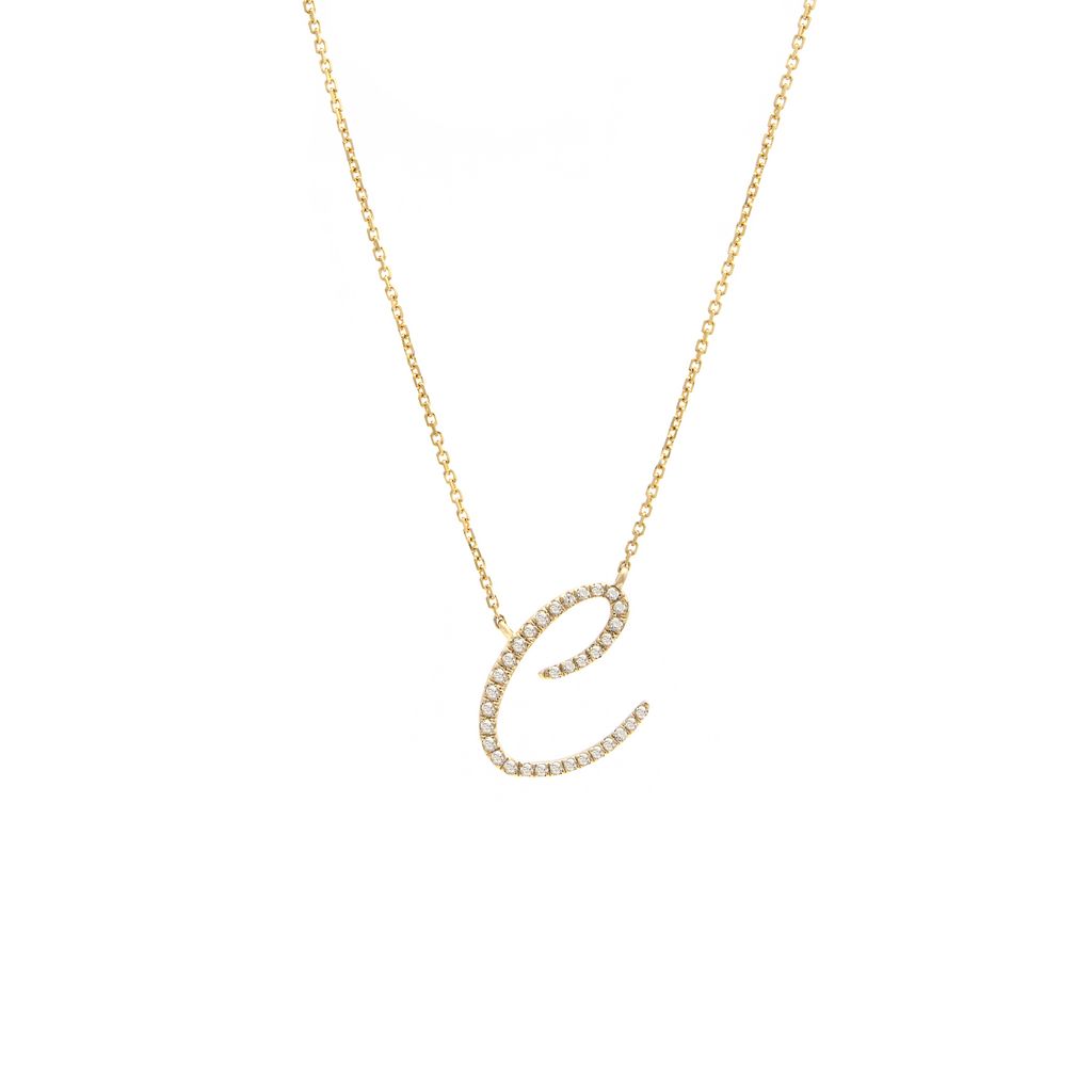 Diamond C Initial Necklace