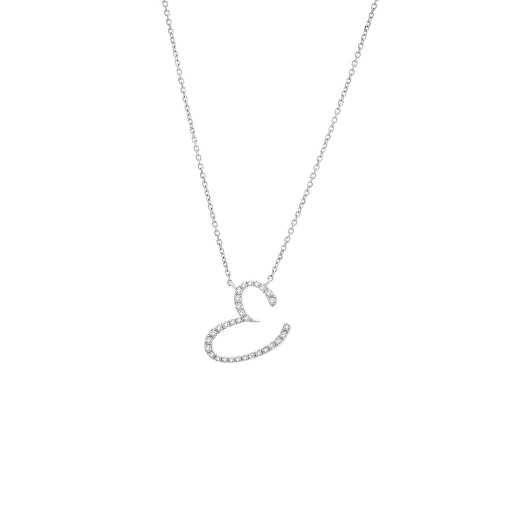 Diamond E Initial Necklace