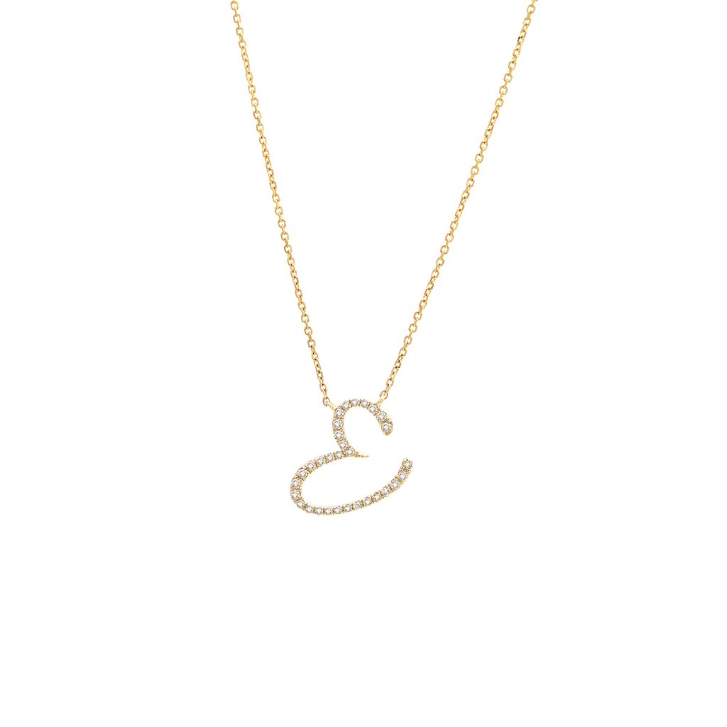 Diamond E Initial Necklace