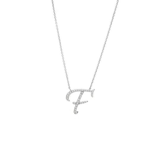 Diamond F Initial Necklace