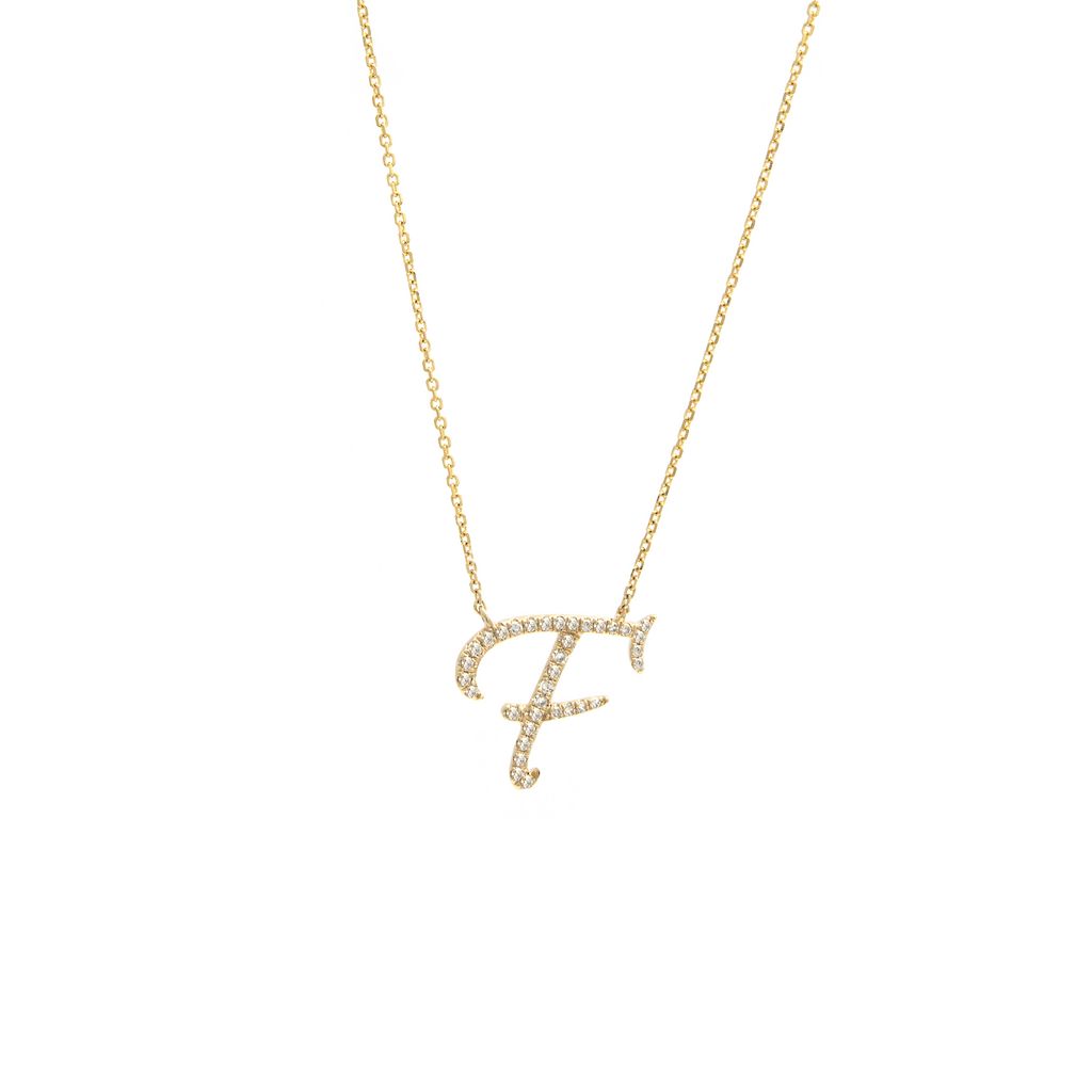 Diamond F Initial Necklace