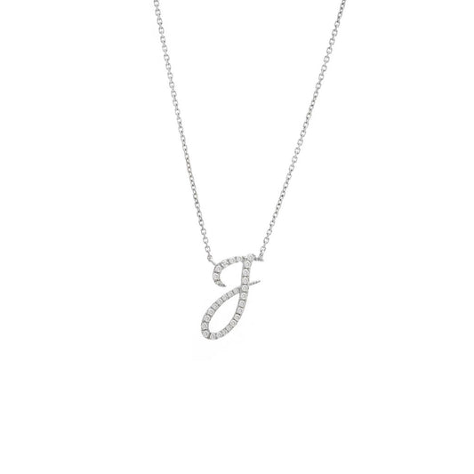 Diamond J Initial Necklace