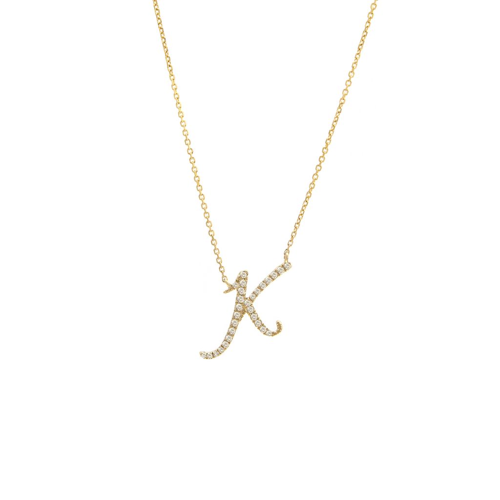 Diamond K Initial Necklace