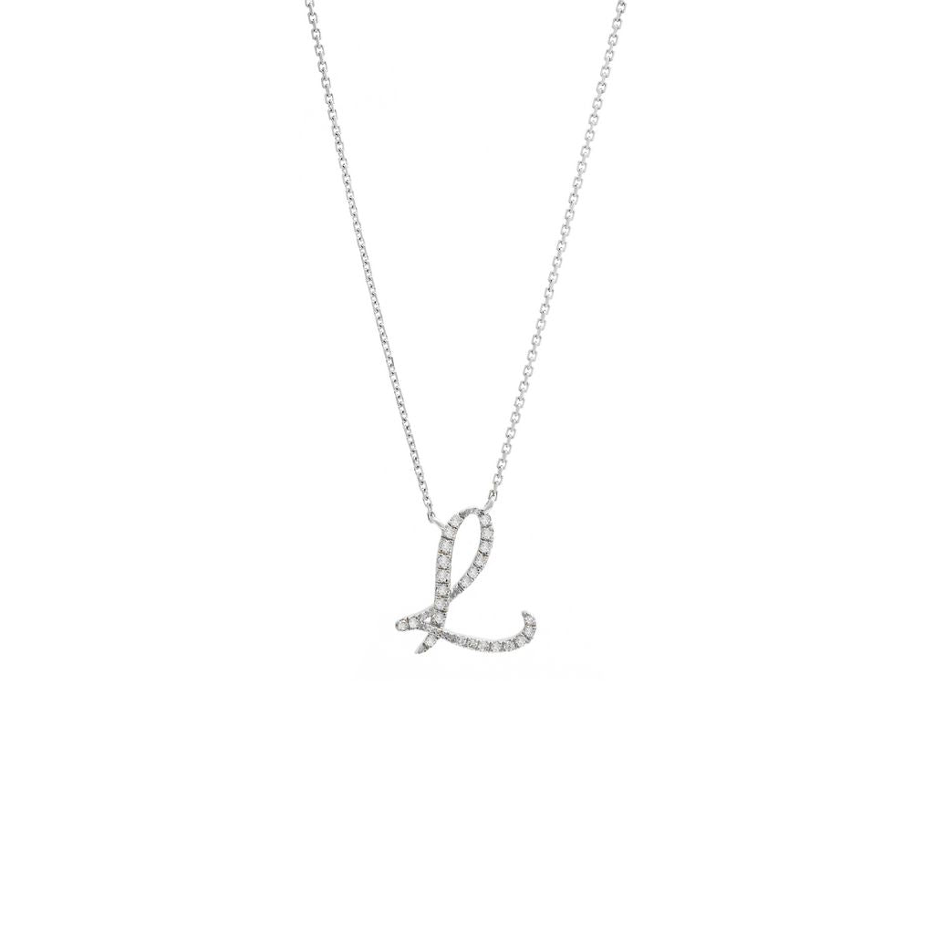 Diamond L Initial Necklace