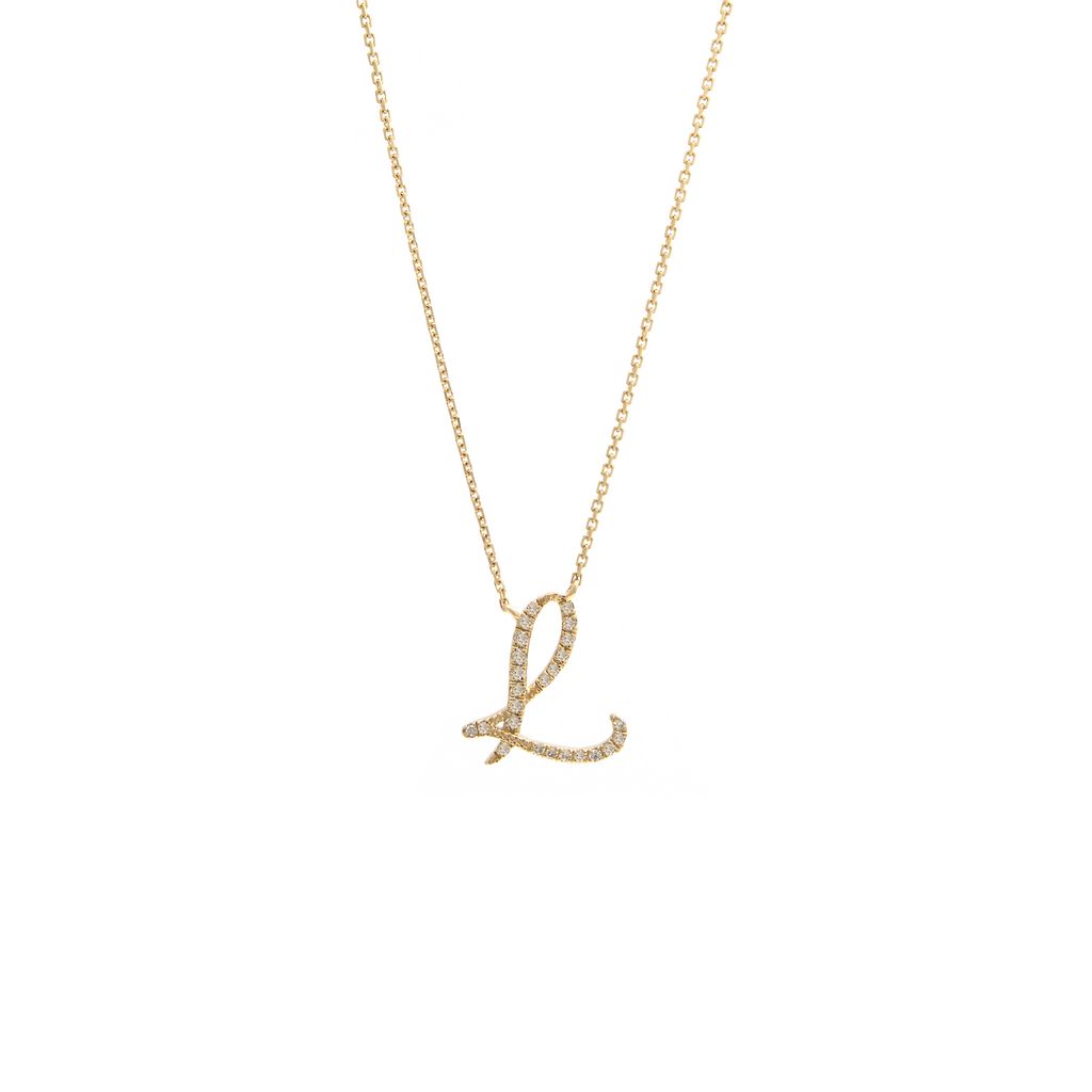 Diamond L Initial Necklace