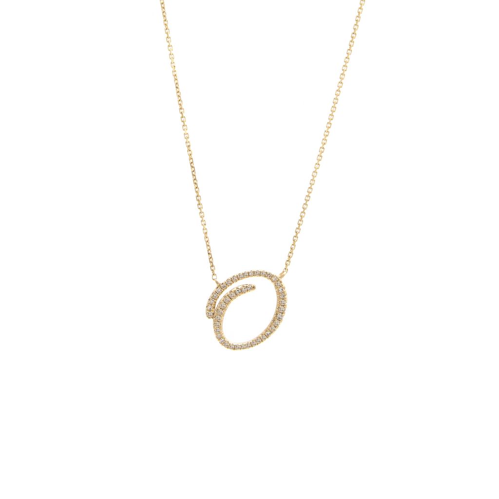 Diamond O Initial Necklace