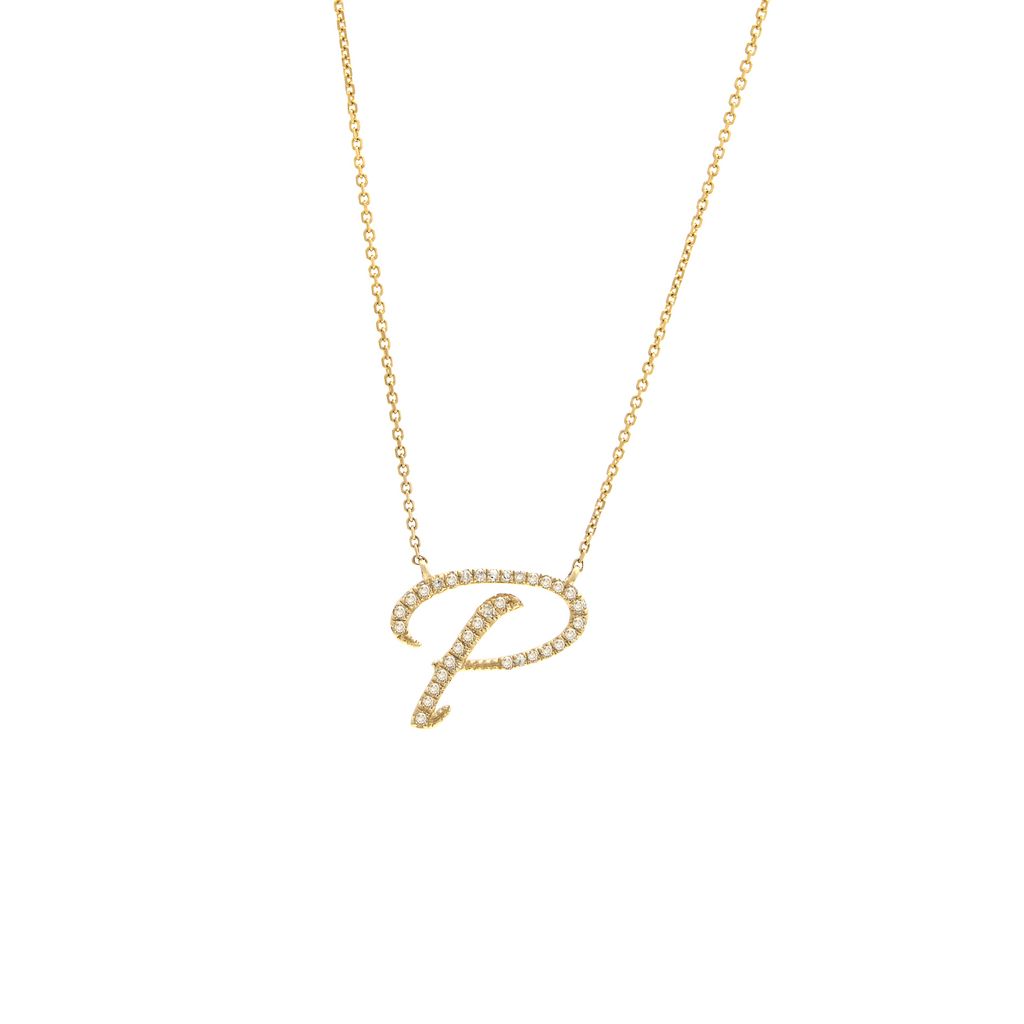 Diamond P Initial Necklace