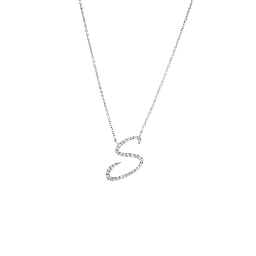 Diamond S Initial Necklace