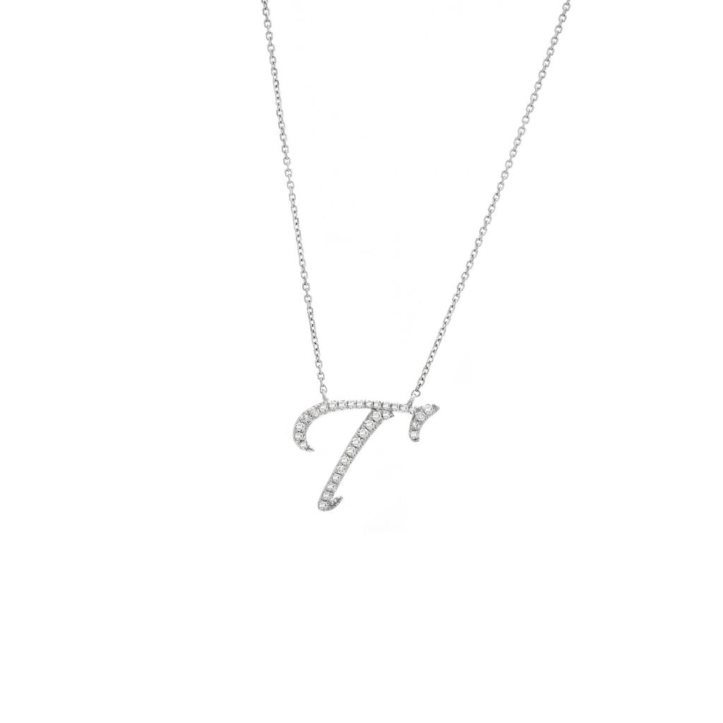 Diamond T Initial Necklace