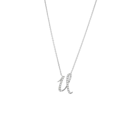 Diamond U Initial Necklace