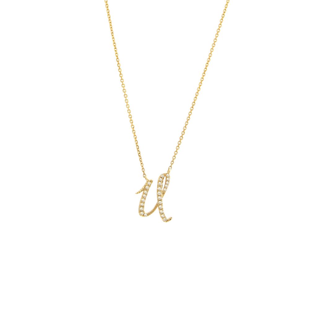 Diamond U Initial Necklace