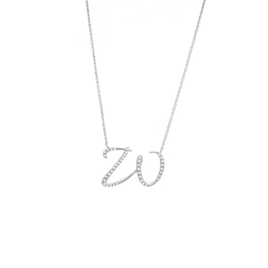 Diamond W Initial Necklace