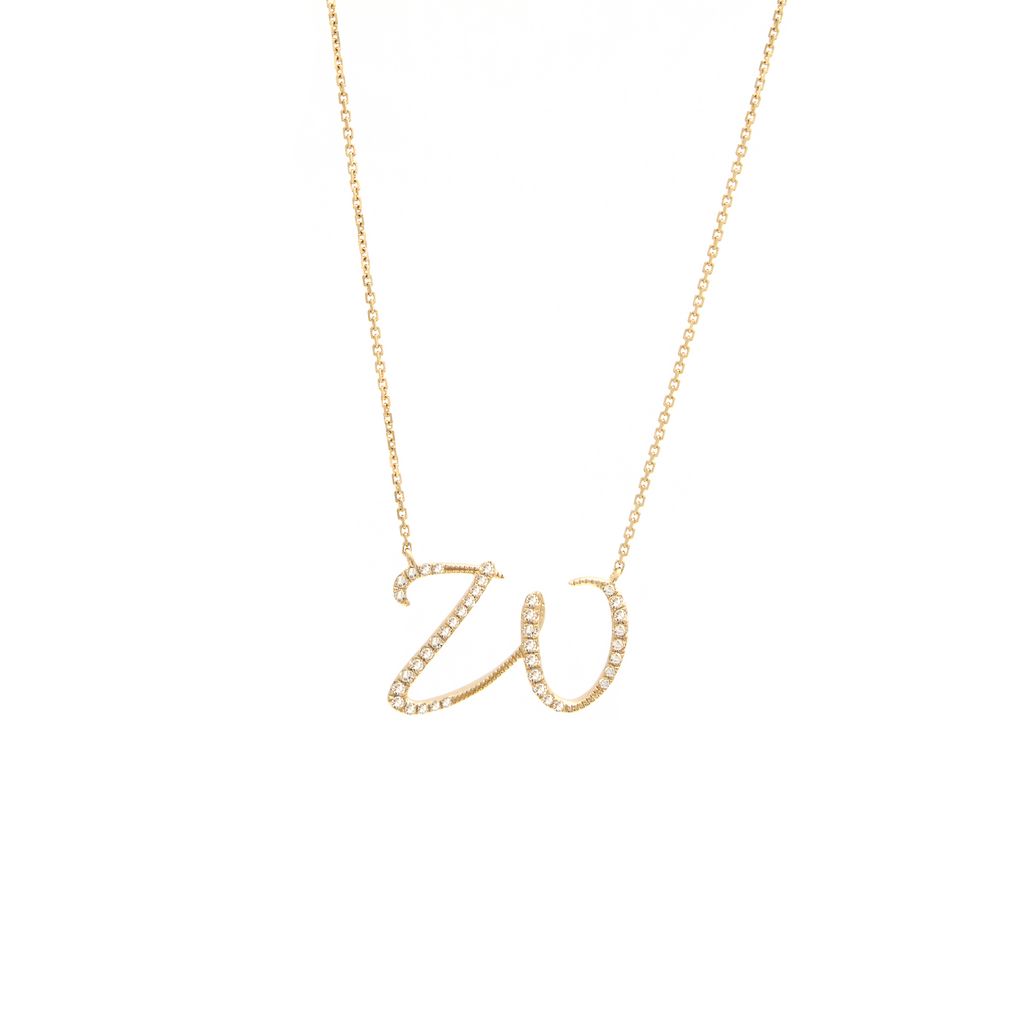 Diamond W Initial Necklace