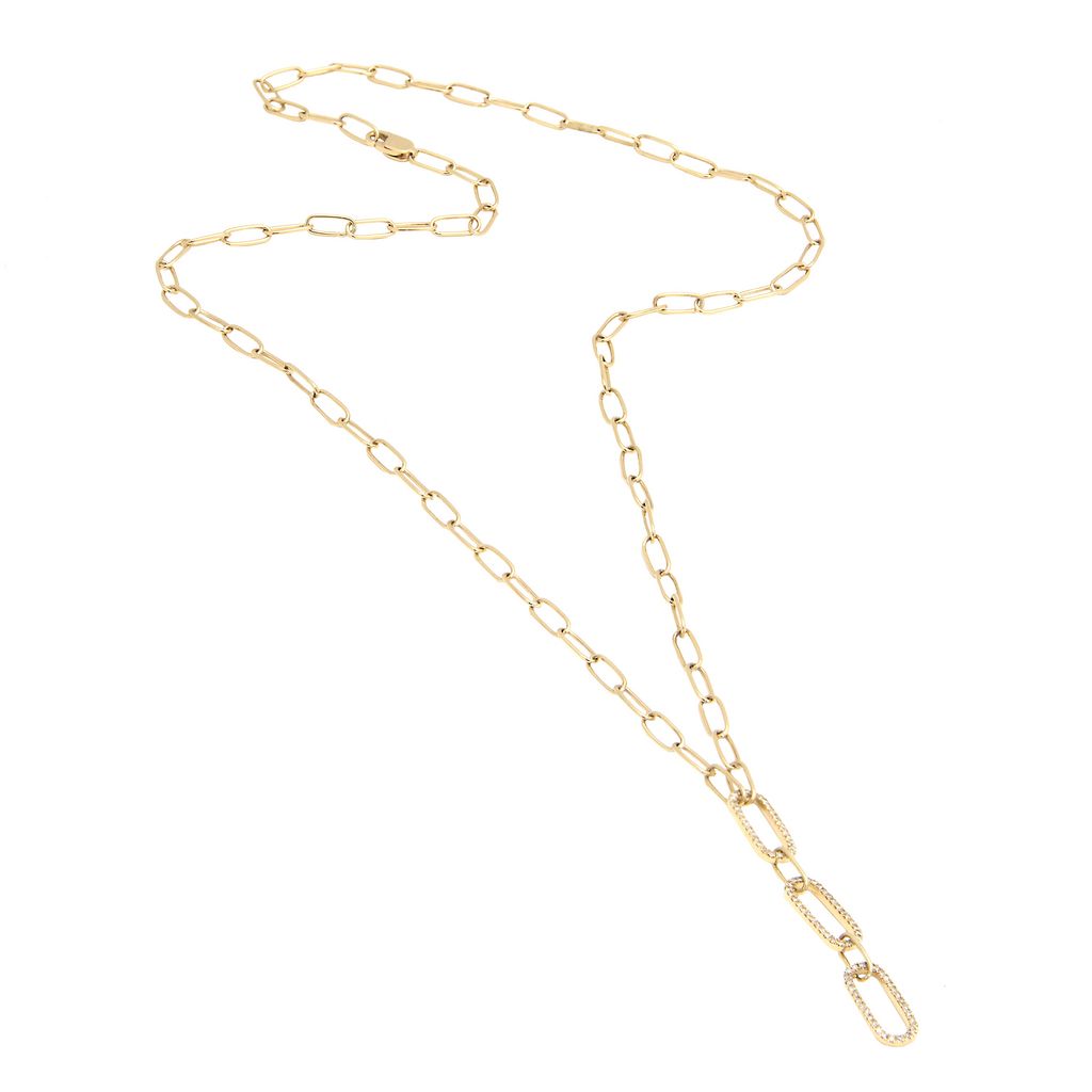 Paperclip Diamond Lariat Chain