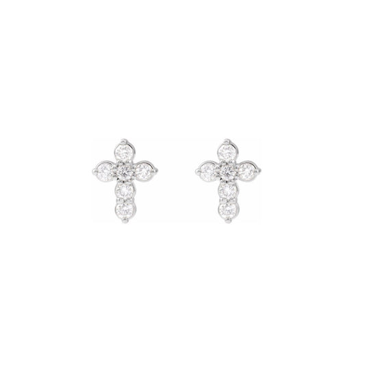 Petite Diamond Cross Studs