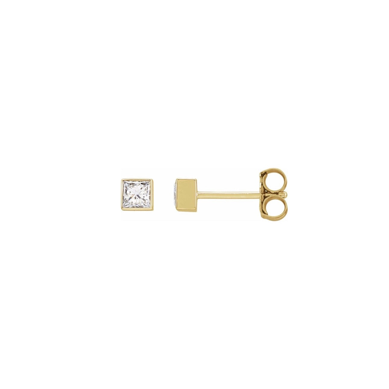 Bezel Princess Diamond Studs