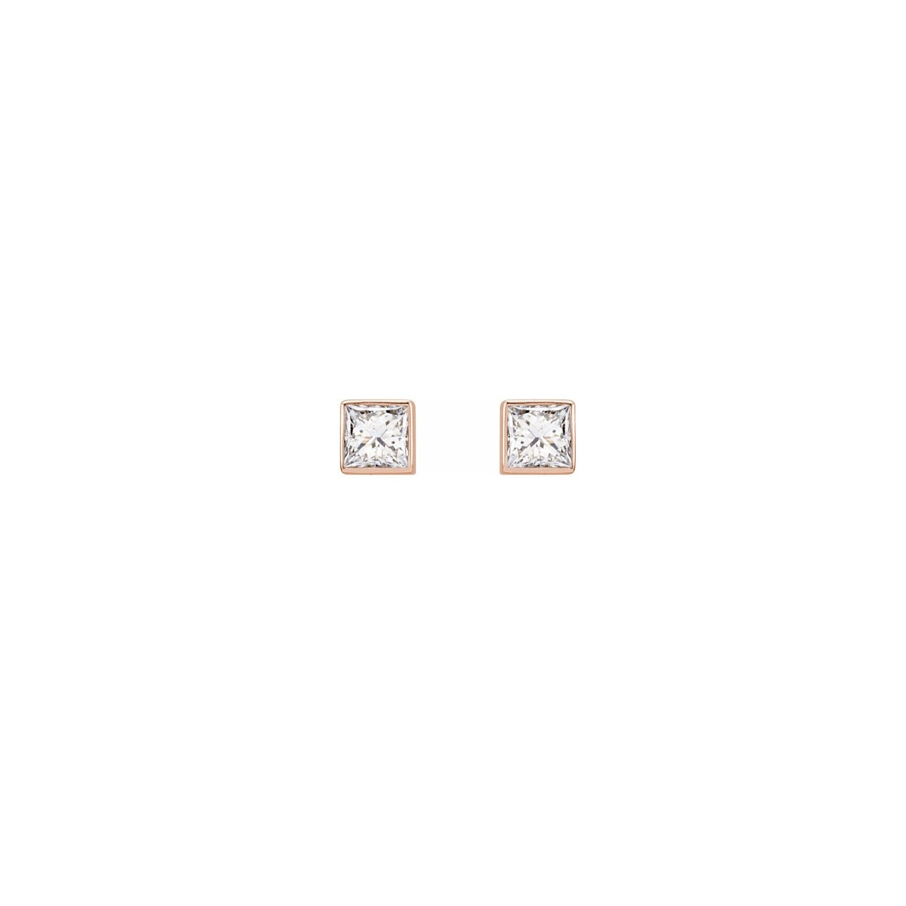 Bezel Princess Diamond Studs