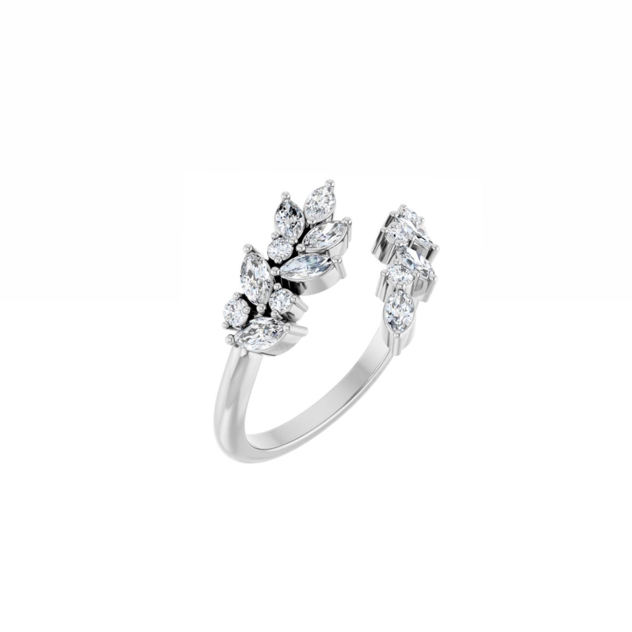 Open Diamond Leaf Ring