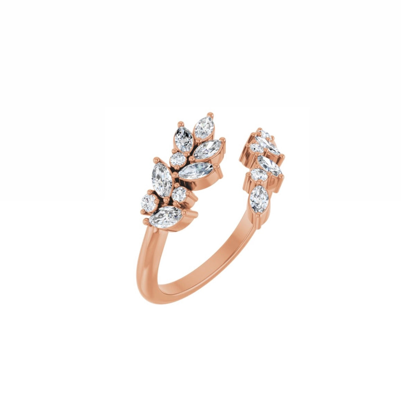 Open Diamond Leaf Ring