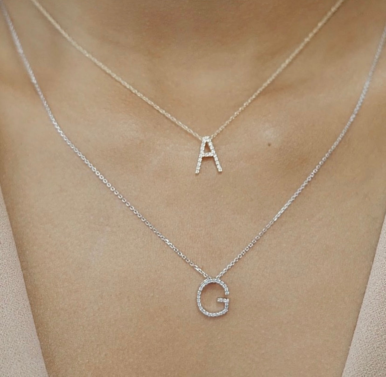 Diamond A Initial Necklace