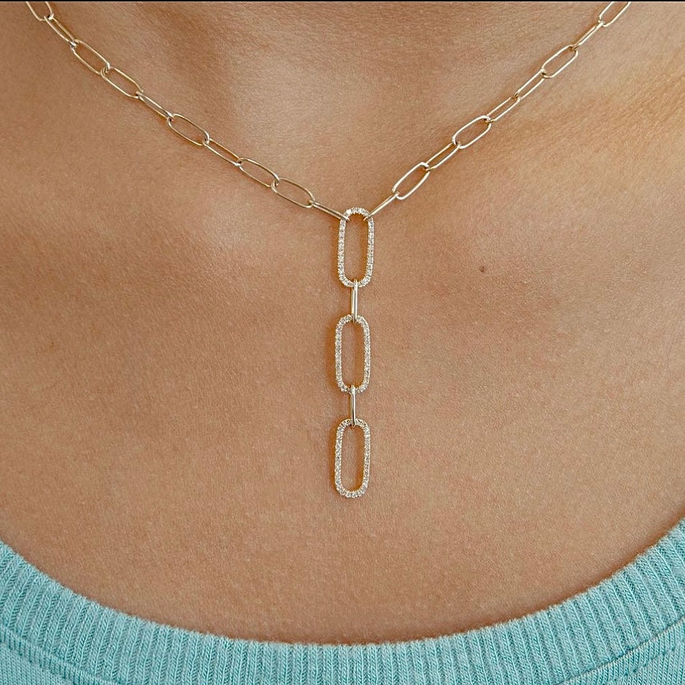 Paperclip Diamond Lariat Chain