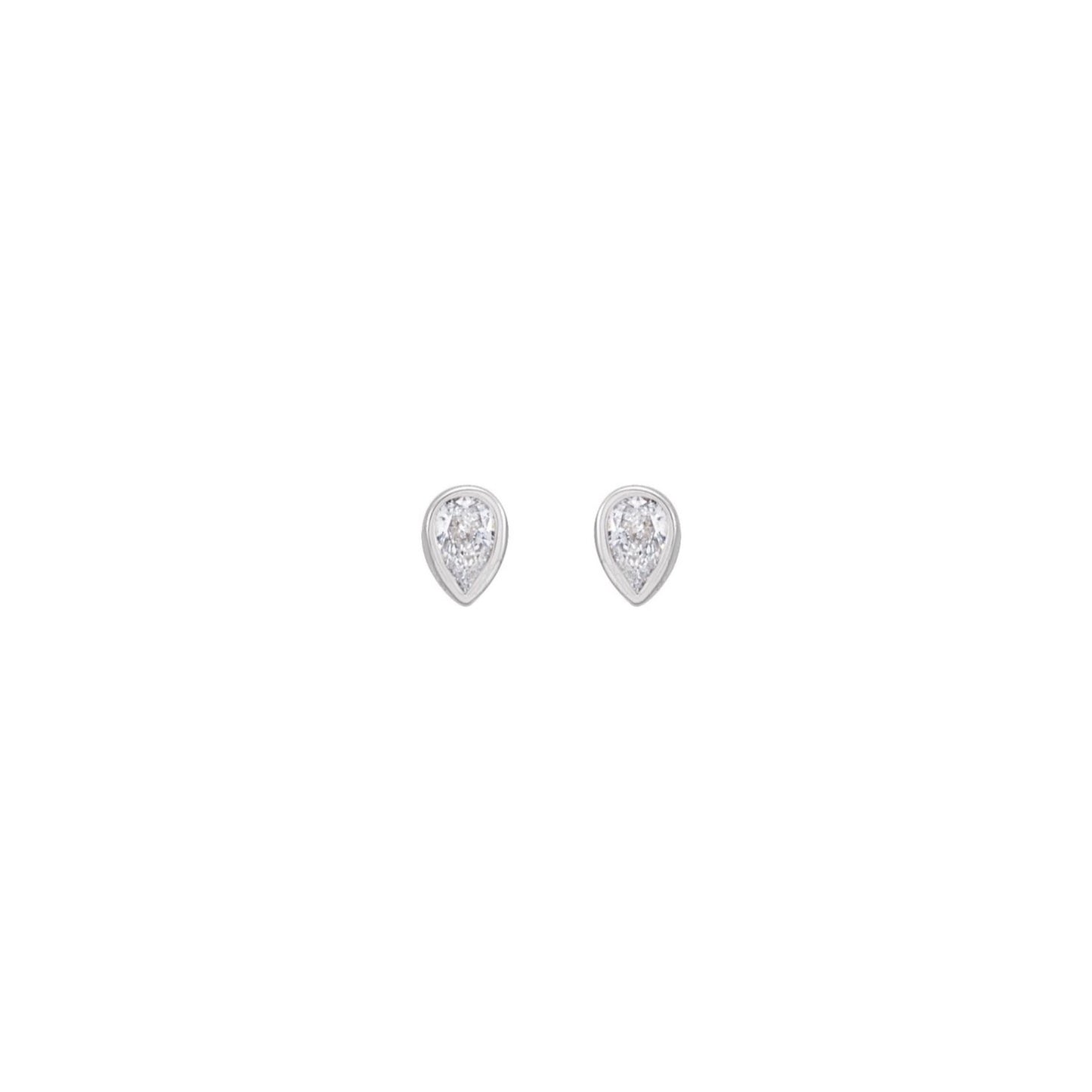 Bezel Pear Diamond Studs