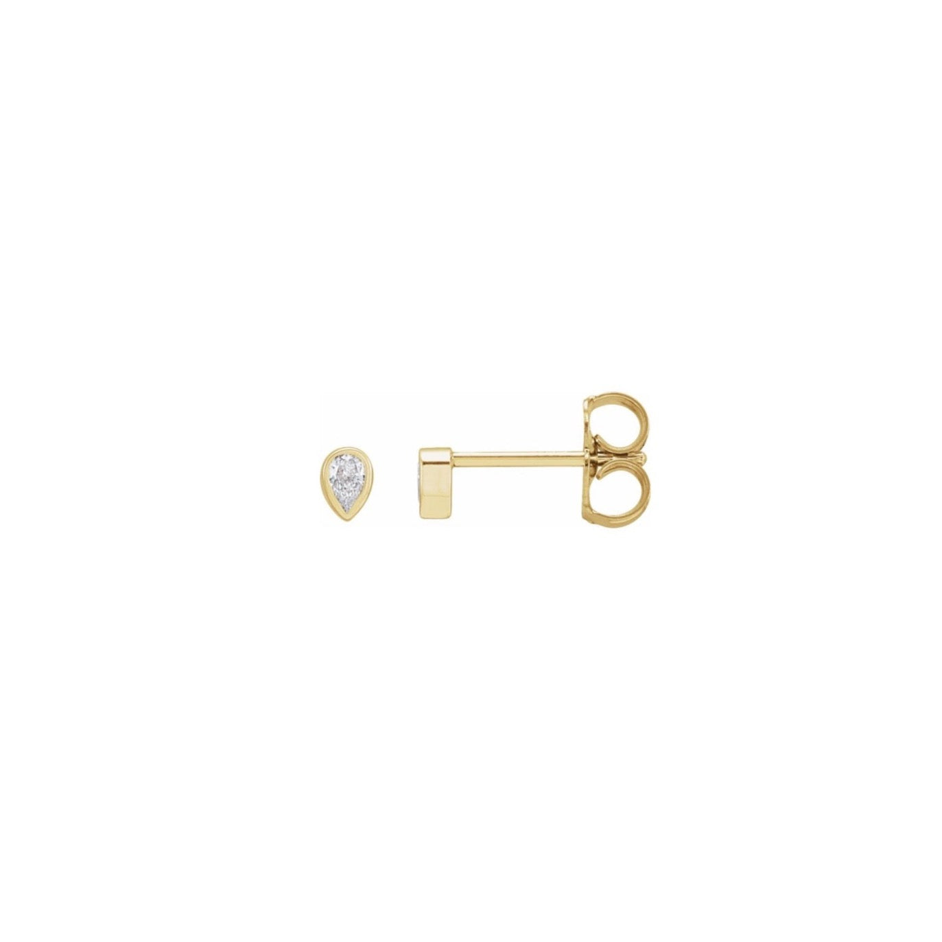 Mini Bezel Pear Diamond Studs