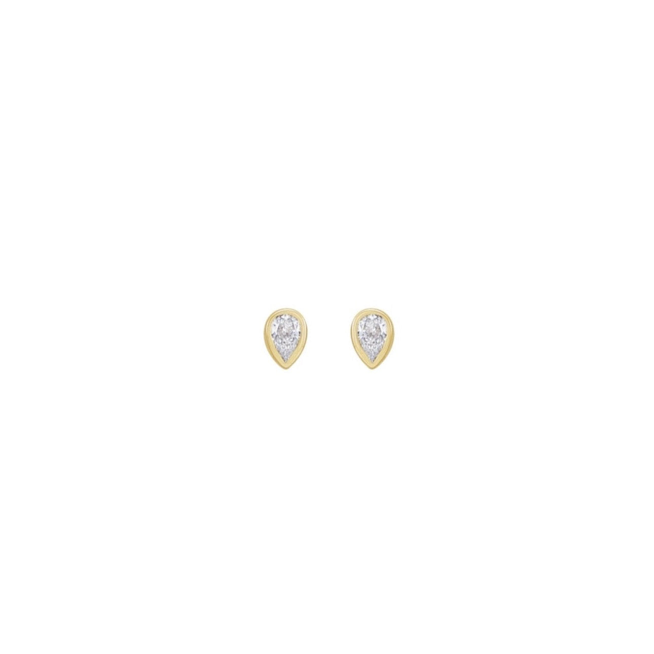 Bezel Pear Diamond Studs