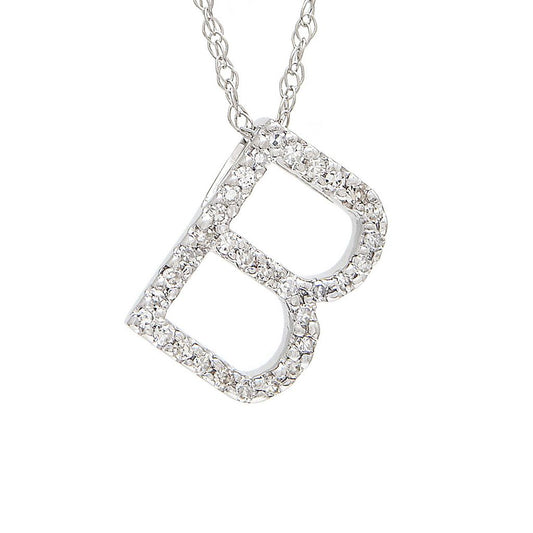 Diamond B Initial Necklace