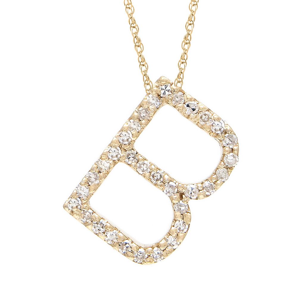 Diamond B Initial Necklace