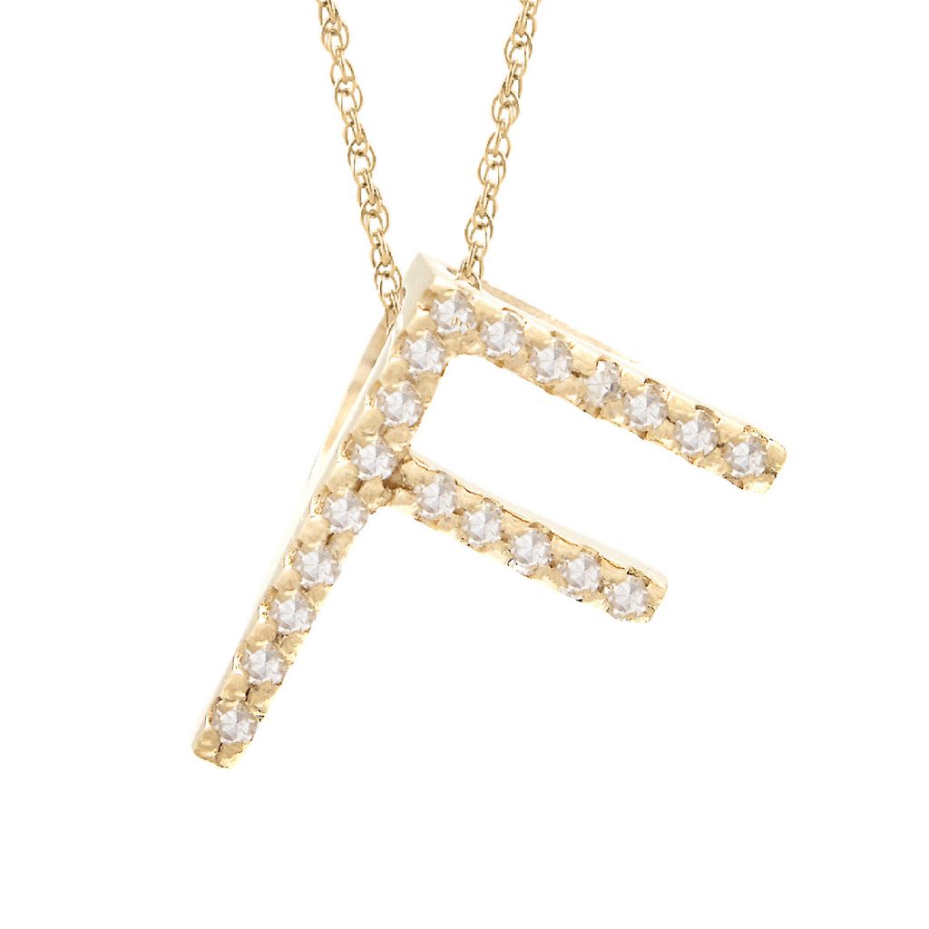 Diamond F Initial Necklace