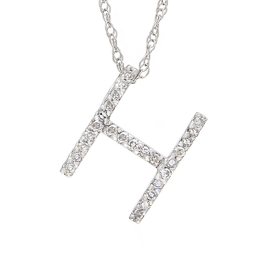 Diamond H Initial Necklace