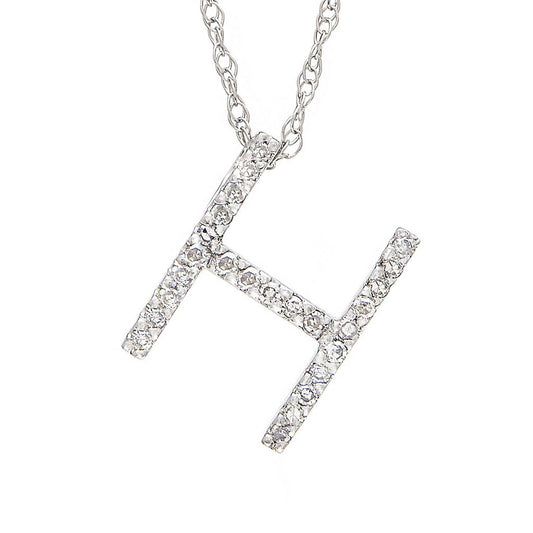 Diamond H Initial Necklace