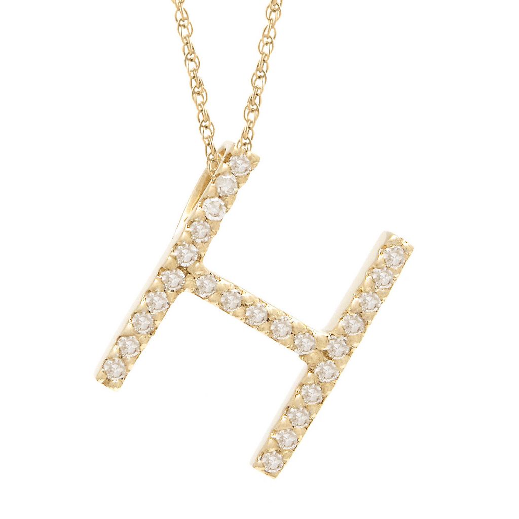 Diamond H Initial Necklace