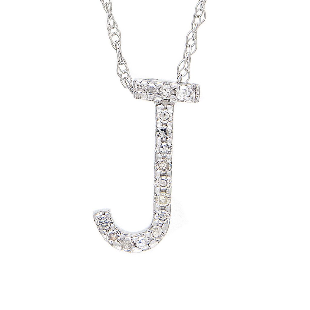 Diamond J Initial Necklace